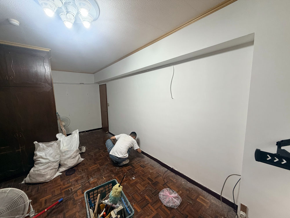 永和老屋壁紙去除及牆面翻新－牆面翻新後的室內另一角度