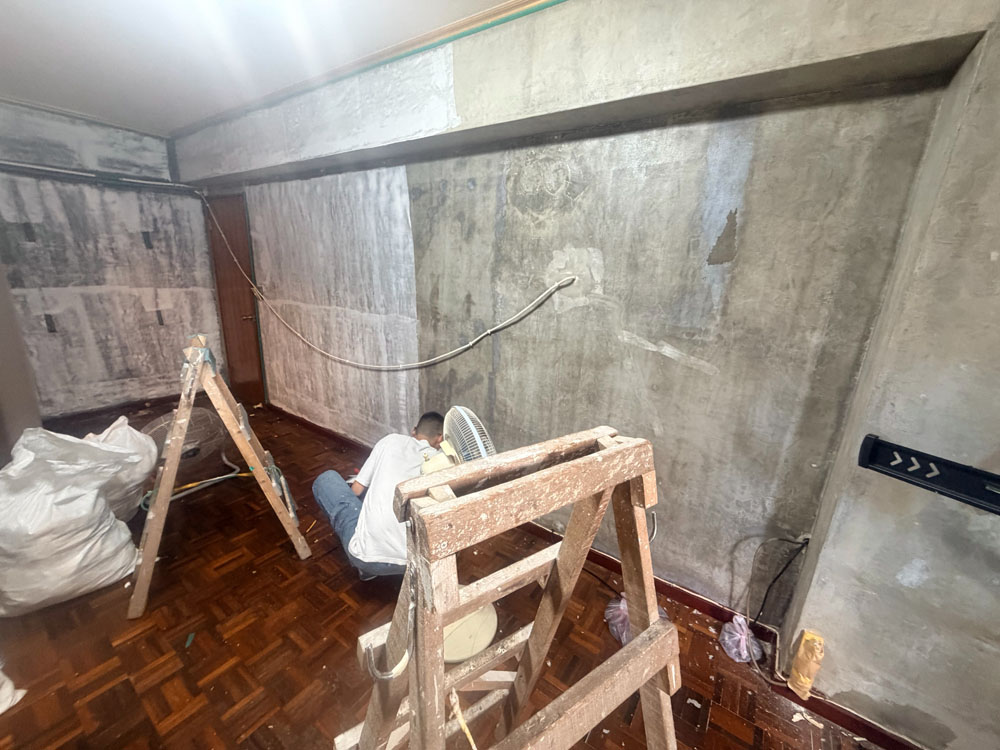 永和老屋壁紙去除及牆面翻新－壁紙拆除與牆面處理過程